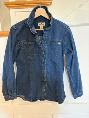 Vintage Woolrich Thick Denim Snap Button Long Sleeve Shirt Women’s XS